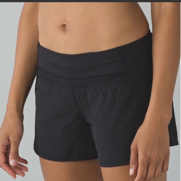 Lululemon Run Times Short 4-way Stretch 4" Black Size 6 Jogging Active Sporty - Picture 2 of 12